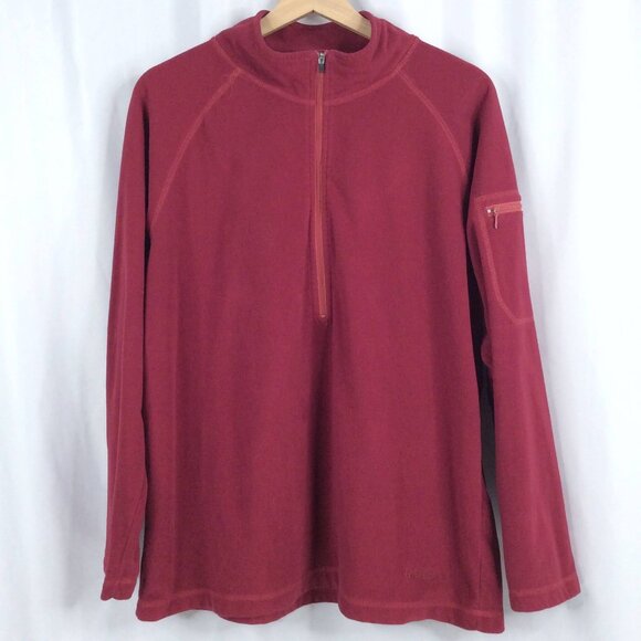 Cabelas 1/4 Zip Fleece Pullover Sweatshirt Womens Size XL Red Zip Sleeve Pocket - Picture 1 of 6